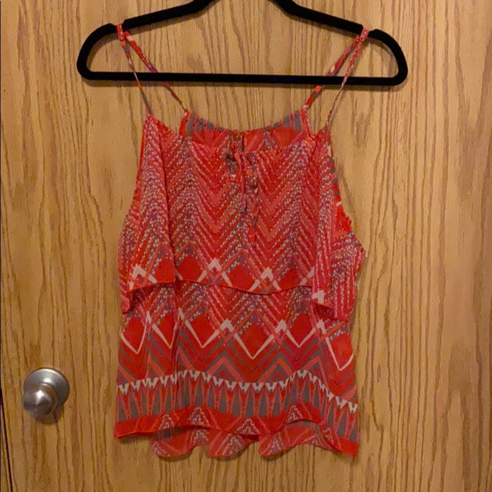 Abstract chiffon tank top